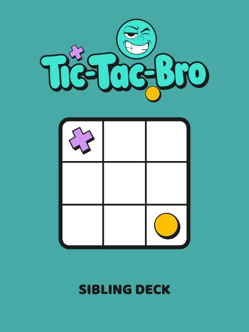 The back of a Sibling Deck card: a board with a purple and a yellow marker.
