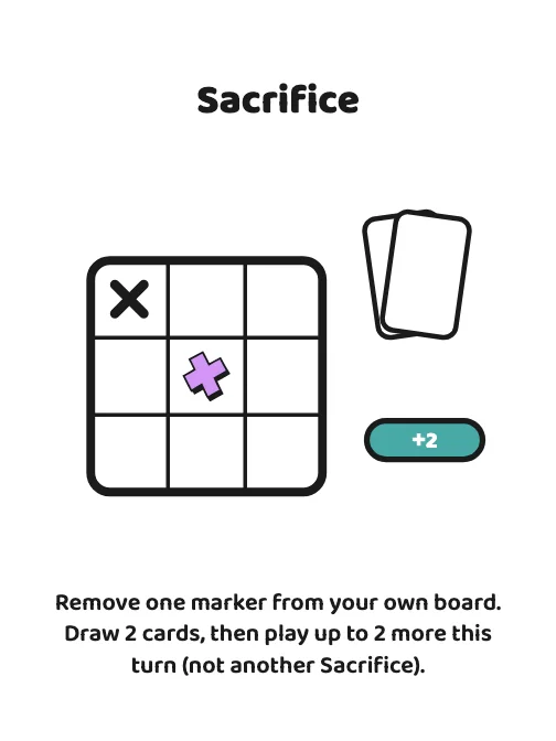 Sacrifice: remove a marker from your board, draw 2, then play up to 2 more.